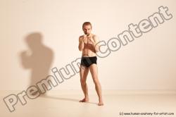 Underwear Martial art Man White Moving poses Slim Short Blond Dynamic poses Academic